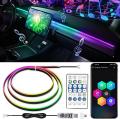 Multicolor LED Symphony Ambient Light For Car Interior USB Decoration Atmosphere Neon RGB Rainbow Acrylic Strip Mobile APP Control and Remote Control. 