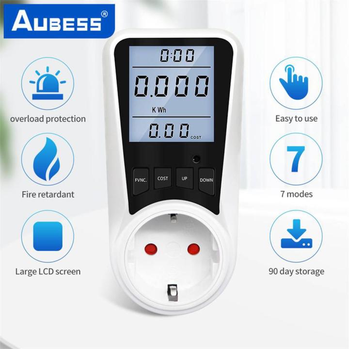 Aubess LCD Digital Energy Meter Wattmeter Electric Consumption Meter EU ...