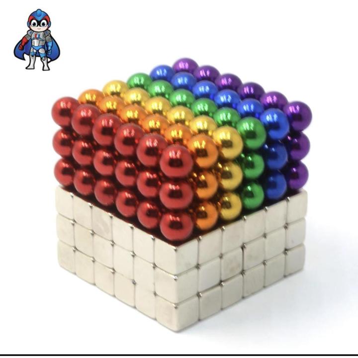 5MM 216 Pieces Magnet (108 Silver Cubes+108 Multi Colour Balls)