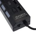 Portable 7 Ports Usb Hub Adapter 2.0 Power And Data Transfer Splitter With Switch Led Light Cable Extension For Pc Laptop Computer Mobile Charger. 