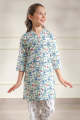 SAYA Printed Lawn Stitched 2 Piece (Shirt/Trouser)  For Kids white 87324. 