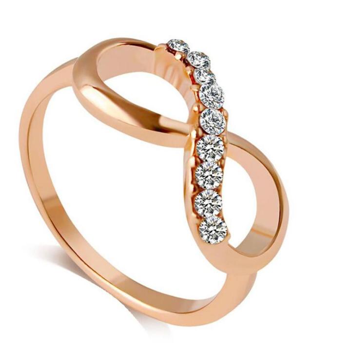 Luxury 8 Infinity Zircon Inlaid Ring Wedding Evening Party Women Finger Jewelry