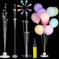 7 Tubes Balloons Holder Column Stand Balloon Stand Kit,Reusable Clear Balloon Holder(7 Balloon Sticks,7 Balloon Cups,1 Balloon Base) Makes Balloons Float Without Helium. for Table, Floor, Centerpiece with Base. 