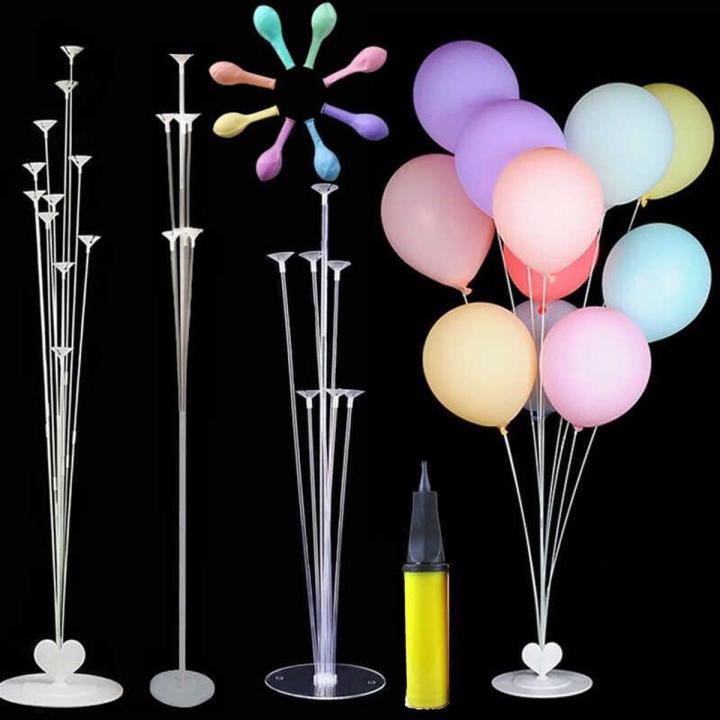 7 Tubes Balloons Holder Column Stand Balloon Stand Kit,Reusable Clear Balloon Holder(7 Balloon Sticks,7 Balloon Cups,1 Balloon Base) Makes Balloons Float Without Helium. for Table, Floor, Centerpiece with Base