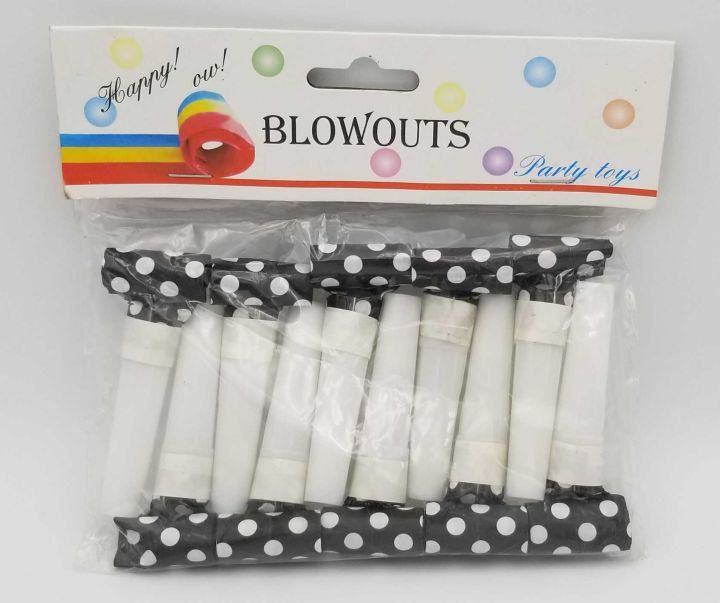 BLACK POLKA DOT THEME WHISTLES - PACK OF 10 WHISTLES - BLACK POLKA DOT WHISTLES