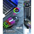 Wired RGB Gaming Mouse with Rainbow Backlight Lightweight Honeycomb Shell Optical Sensor. 
