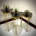 Mexico Present 1 Pcs / Set of 3 Round Coffee Table HIGH Gloss Nesting End Tables - Coffee table - Stool - Accent Tables with Metal Legs for Living Room, Home Office, Nightstands for Bedroom, Sturdy Easy Assembly - 3 Piece Nesting Table set for living Room. 