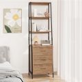 Industrial Bookshelf, Tall Bookcase with 3 Fabric Storage Drawers, Display Standing Shelf Unit for Living Room, Home Office,. 
