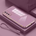 VIVO V2043 V2032 V2026 V2029 V2027 V2052 V2038 V2042 V2054 V2037 V2048 1935 1938 1901 1902 1904 1906 Luxury Square Edges Plating Back TPU Soft Phone Case with Lanyard Glossy Casing. 