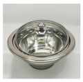 Durable Made Set OF 3 Stainless Steel Glass Lids Curry Serving Dishes Donga Set Salan Donga Set 800ML,900ML,1000ML Silver-Basic Kitchen Gadgets/Accessories. 