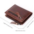 Leather Men Wallets Name Engraving Cow Leather Short Card Holder Men Purse Double Zipper Male Wallet. 