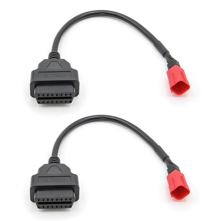 2X 6 to 16 Pin Motorcycle OBD Adaptors OBD2 Diagnostic Cable Extension Connectors for Honda Yamaha Suzuki BENELLI