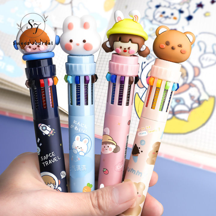 Sweet Journal 10 Colors Cartoon Ball Pen Art Marker Colorful Ballpoint Pens Diary Journal Drawing Pens