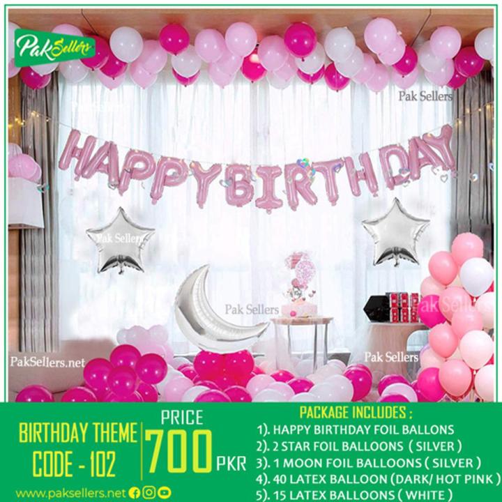 Silver & Pink Color Perfect Combination Birthday Theme ( Deal Code-102 )