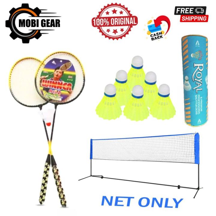 Pack of 9 - Badminton Set - Multicolour pair of racket 6 shuttle with net included
