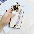 TA for For VIVO Y11 2019 / Y12i / 1906 Back Cover Purple Love Heart Bracelet Luxury 6D Plating Case Soft Thin Silicone Square Phone Cases. 