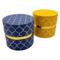 Card Box 3 Inch Diameter 2.7 Inch Height Gift Box Blue And Yellow Pack Of 2. 