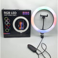 MJ26 10 Inch RGB Led Ring Light With PHONE HOLDER  (Without Stand) Circle Ring Selfie Led Photographic Studio Light For Youtube Live Show (Without Stand). 