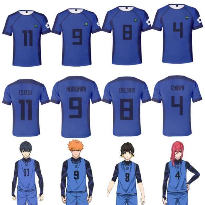 Anime Japanese Blue Lock Isagi Yoichi Football Jersey T shirt Cosplay Hyoma Chigiri Meguru Bachira Tee Children Clothes
