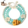 Hand-Knitted Faux Woolen Pet Color Small Flower Crochet Collar Bib Scarf British Short Shiba Inu Dog Cat Accessories. 