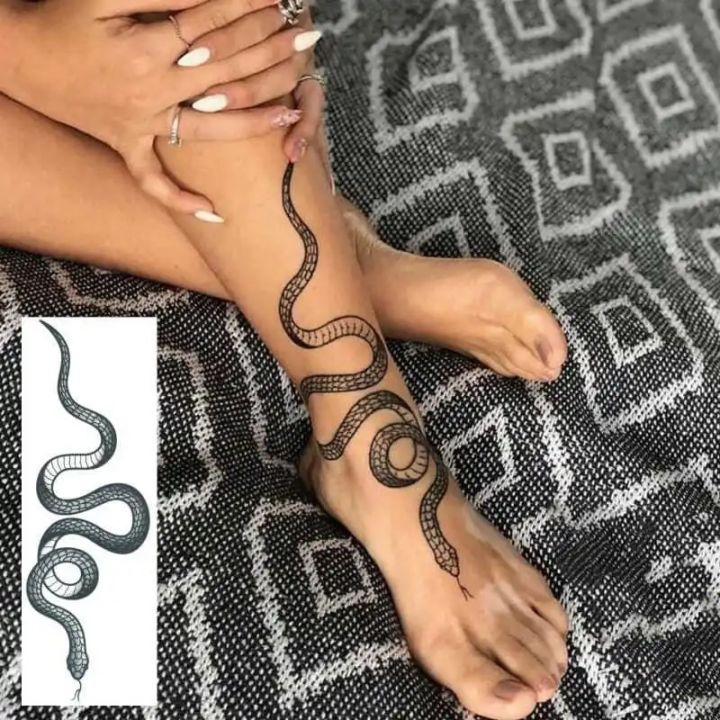 【Good-Love Store】y lady arm temporary tattoo snake ankle instep instep hand back snake lasting waterproof tattoo