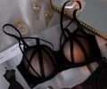 Flourish Stylish Sexy Front Cross Strips Padded Wired Bra & Panty Set 0001. 