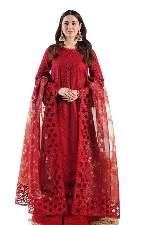 QALAMKAR SAHIL LUXURY ROMI CHIKANKARI LAWN 3 PC - 08540