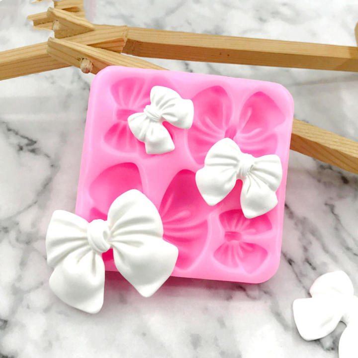 Resin Cute knot bow mold Cute Fondant Soft silicone Silicone Soft Fondant candy for Pastry Kitchen Baking Candy making Art and