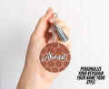 Round Keychain with Custom Name – Hexagon Style. 