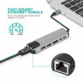 6-in-1 USB-C Hub Multi-port Adapter USB Type C Hub Adapter Dock with 4K HDMI RJ45 Ethernet Lan USB Charge. 