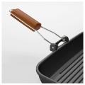 Techmanistan Non-Stick Square Grill Pan With Foldable Wooden Handle. 
