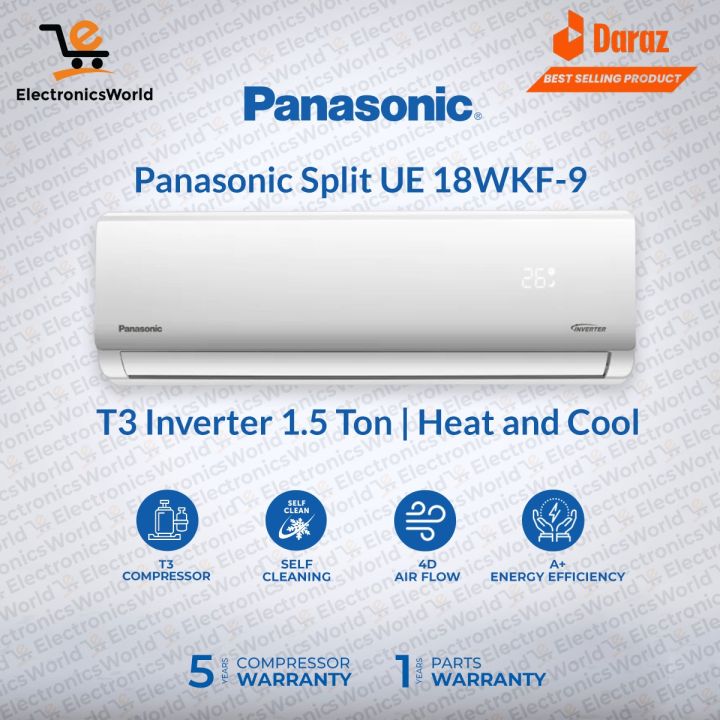 Panasonic Inverter Split AC 1.5 Ton - CS-EU18WFK-9- with Japanese Technology Compressor-100% Copper-05 Years Compressor Warranty