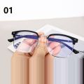 【Qian poem li Store】Classic lightweight semi rimless gaming reading glasses anti eye eyestrain blue blocking men anti glare UV ray fashion. 