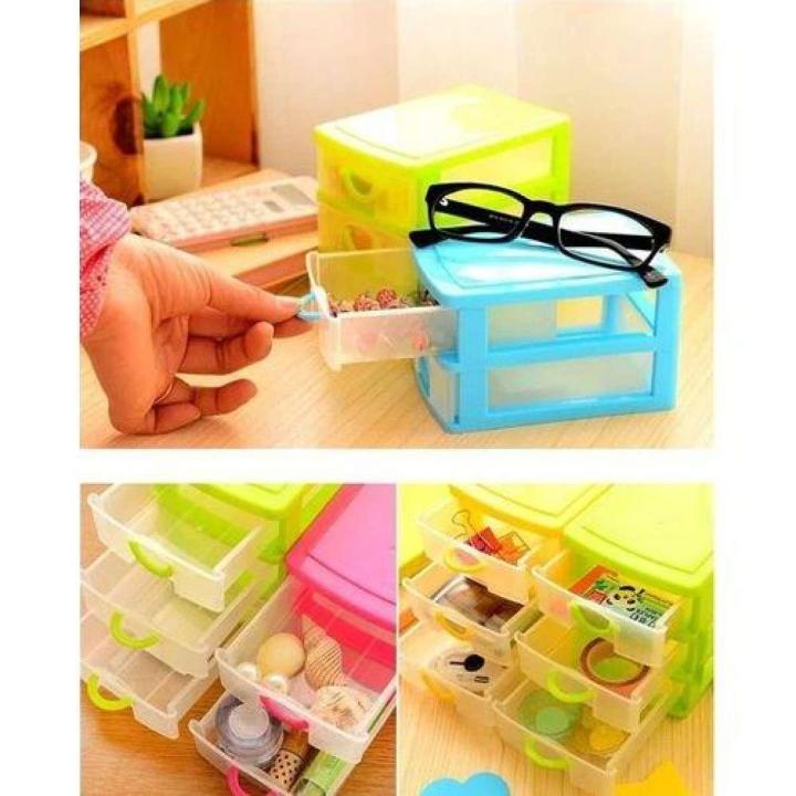 Mini Draw-Out Desk Storage Box Container Three Layers