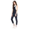 Girls women navy blue denim romper jumpsuit. 