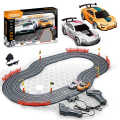 Electric Slot Racing Track Cars Electric Car Racing Rail Track Car Toys Electric High-Speed Slot Car Race Car Track Sets Scale Slot Cars and 2 Hand Controllers with Headlights and Dual Racing, Electric race track 2 cars 2x remote control. 