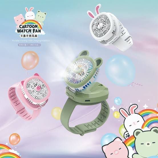 LED Kids Rechargeable Fan Watch with Assorted/Random Color Options, Fun Design, and Functional Cooling