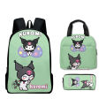 3D new Sanrio kulomi kuromi backpack primary school school bag kids lunch bag pencil case set. 