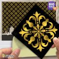 Gift City Presents Flower Golden Foil Tile Stickers Multiple Quantity - 12x12 cm Pattern Design Wall Decorative Bathroom, Kitchen Sticker Wall Wallpaper Border Decoration. 