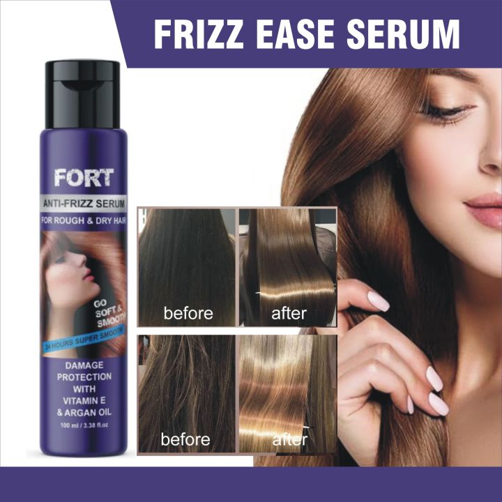 FORT Frizz Ease Extra Strength Hair Serum, Nourishing Hair Oil for Frizz Control, Heat Protectant