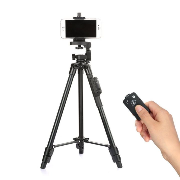 YUNTENG%20VCT%205208%20RM%20Aluminum%20Extendable%20Tripod%20with%203-Way%20Head%20and%20Bluetooth%20Remote%20for%20Camera%20and%20Mobile%20-%20Image%202