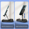 Cell Phone Stand with Wireless Bluetooth Speaker Foldable Adjustable Mobile Phone Holder Anti-Slip Design Phone Support. 