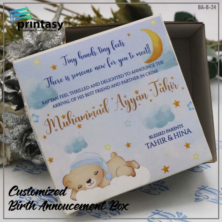 Customized Birth Announcement Boxes BA-B-24 500 Gram| 1/2Kg |Pack of 10 ...
