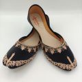Black with Golden Floral Stylish Handcraft Black khussa for Girls Khusa For Women Khusa For Girl. 
