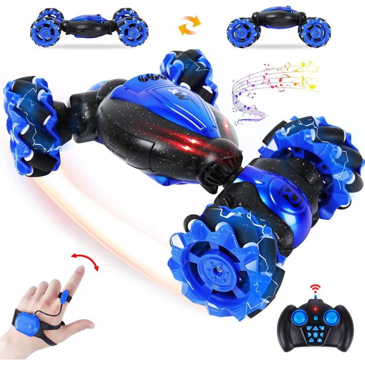 Gesture Sensing Remote Control car Toy Traverse Crab Dancing Car Rechargeable 4WD Gesture Controlled 360°Twisting Off-Road All-Terrain Vehicle with ONLY Light