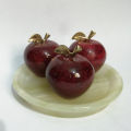 Set of 3 Handcrafted Onyx Marble Apple Paperweights for Home and Office Decor, Decorative Apple Sculpture for Desktop, Living Room, and Coffee Table. 