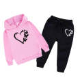 Winter Fashion Love Butterfly Printed Kids Fleece Pullover Hoodie With Trouser Set for Kids. 
