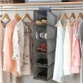 Tidy Hanger Kids Hanging Wardrobe Storage Organiser  5 Shelf Clothes Bag. 