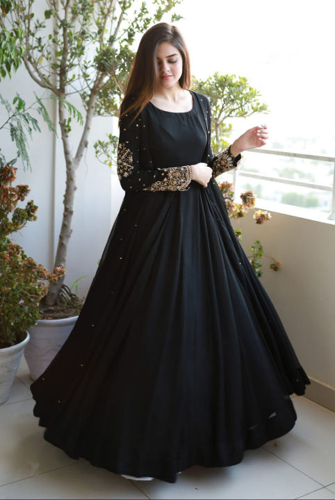 Stylish Royal Embroidered Coat/Gown with Long Frock & Trouser 3-Piece - Party Wear Dresses for Women