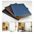 Brown - 8 Pockets File Folder A4 PU Ring Binder Display Notebook Folders with Calculator Document Bag Organizer Business Office Supplies. 